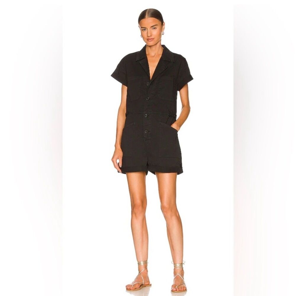 Revolve Pistola Parker Utility Romper Fade to Black Short Sleeve Playsuit Sz Xs